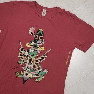 VTG Ed Hardy Christian‎ Audigier Dragon Sword Graphic Tee T Shirt Mens L Large